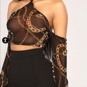 Chain hang low mesh top!!!